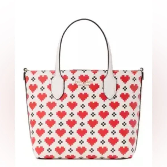 kate spade Bleecker Pixelated Hearts Grosgrain Printed Tote Bag NWT - Picture 9 of 10
